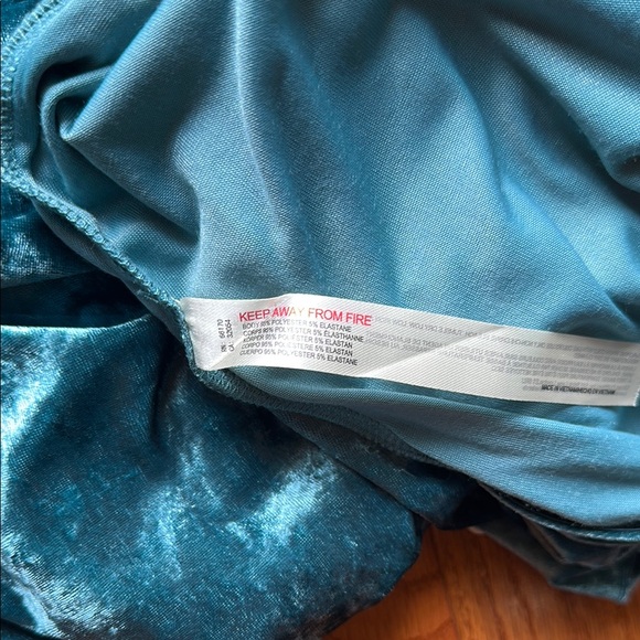 NWT Free People Intimately Elegant Teal Velvet Women's Thong Bodysuit Sz. XS - Picture 10 of 11